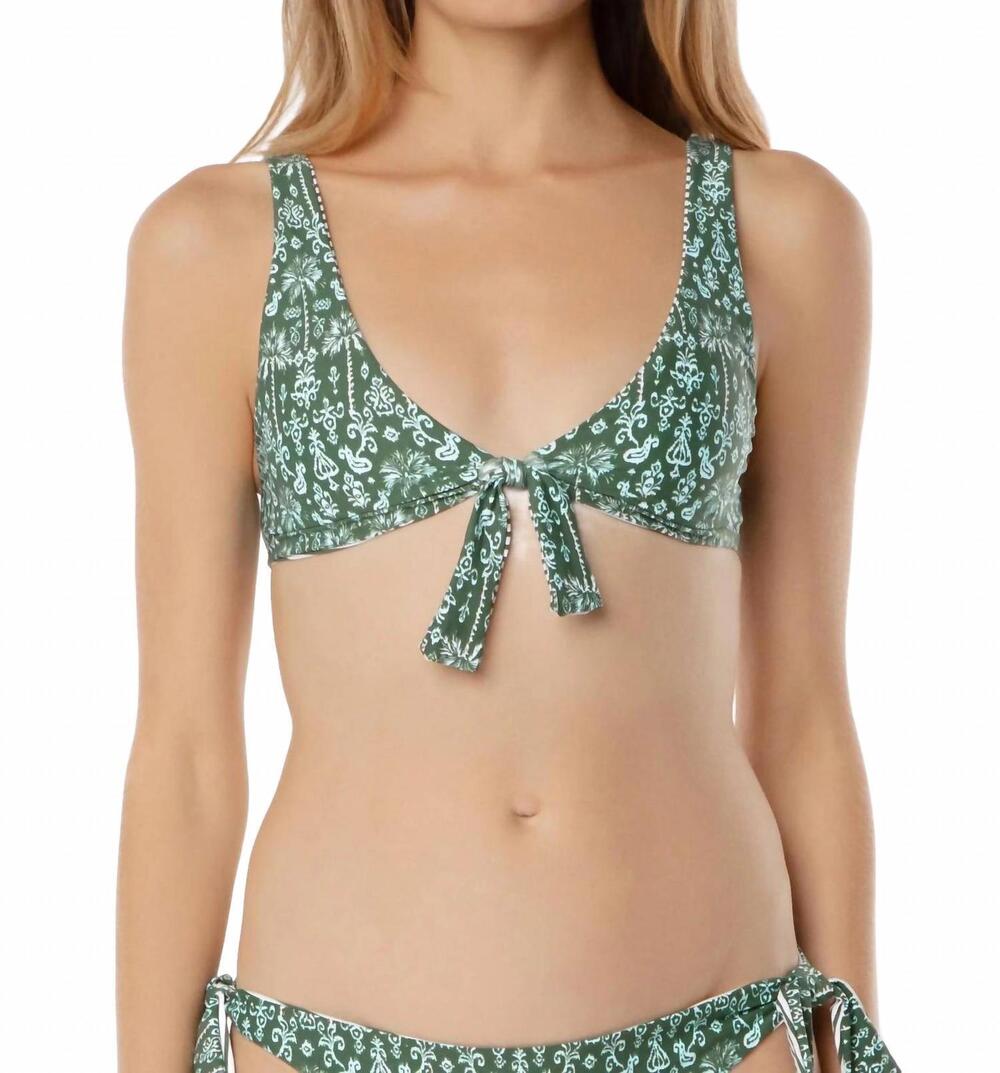 NEW HELEN JON reversible tie front bra top in green and white